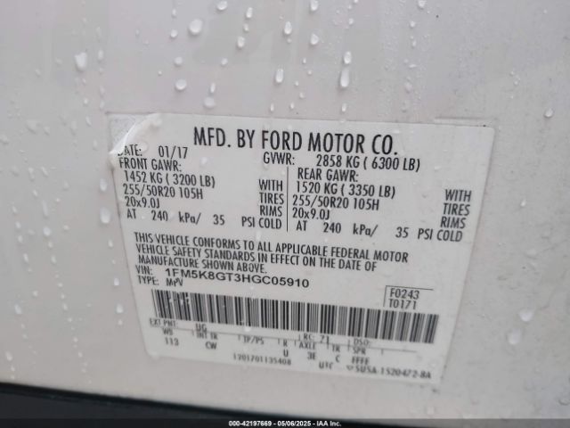 1FM5K8GT3HGC05910 Ford EXPLORER SPORT