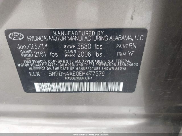 5NPDH4AE0EH477579 Hyundai ELANTRA SE
