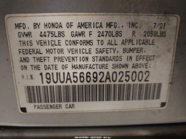 2002 ACURA TL 19UUA56692A025002 Photo 8