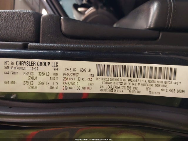 1C4RJFAG6FC711390 Jeep Grand Cherokee Laredo