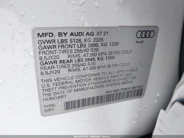2022 AUDI Q3 WA1EECF3XN1007804 Photo 8