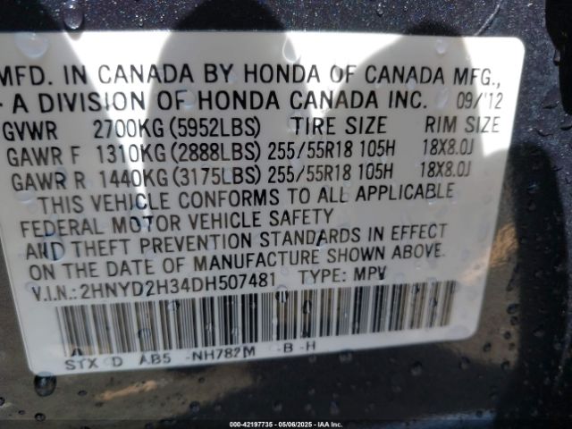 2013 ACURA MDX 2HNYD2H34DH507481 Photo 8