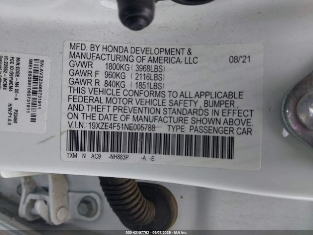 19XZE4F51NE005788 Honda INSIGHT EX