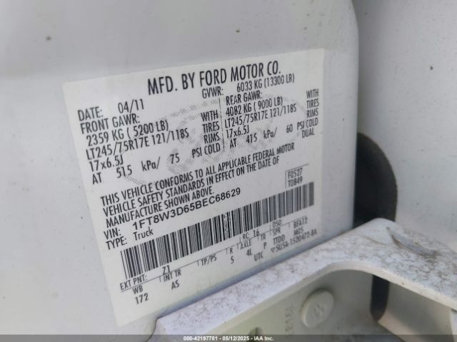 2011 FORD F-350 1FT8W3D65BEC68629 Photo 8
