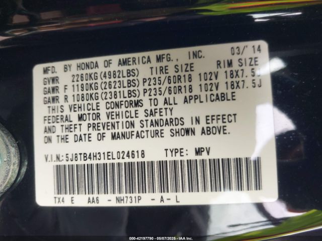 5J8TB4H31EL024618 Acura RDX
