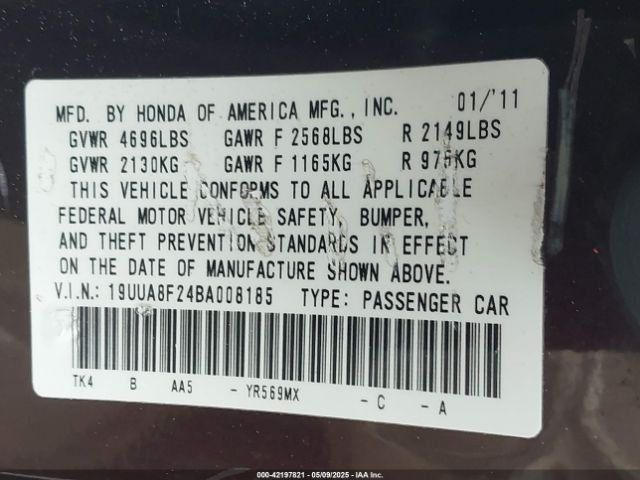 2011 ACURA TL 19UUA8F24BA008185 Photo 8