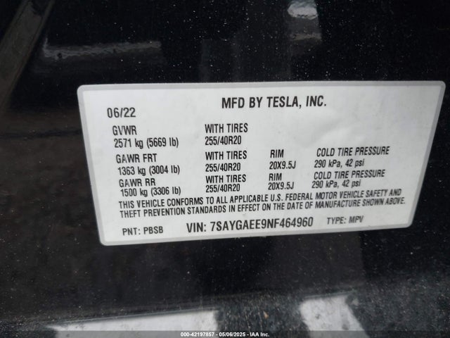 2022 TESLA MODEL Y 7SAYGAEE9NF464960 Photo 8