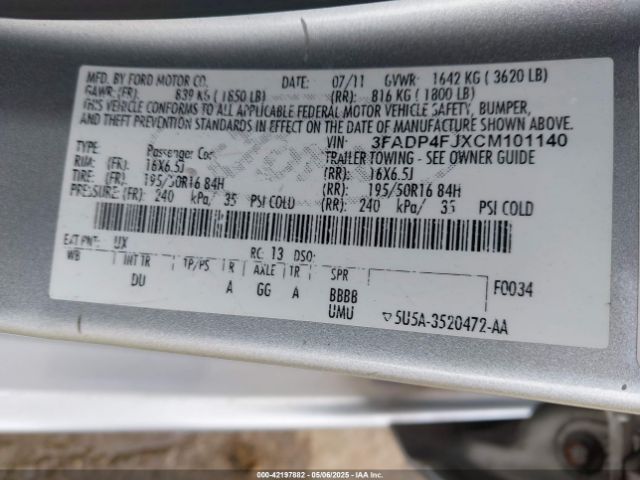 2012 FORD FIESTA 3FADP4FJXCM101140 Photo 8