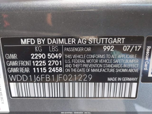 WDD1J6FB1JF021229 Mercedes-Benz E 400