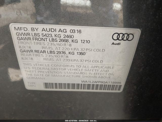 WA1L2AFP8GA119995 Audi Q5 2.0t Premium