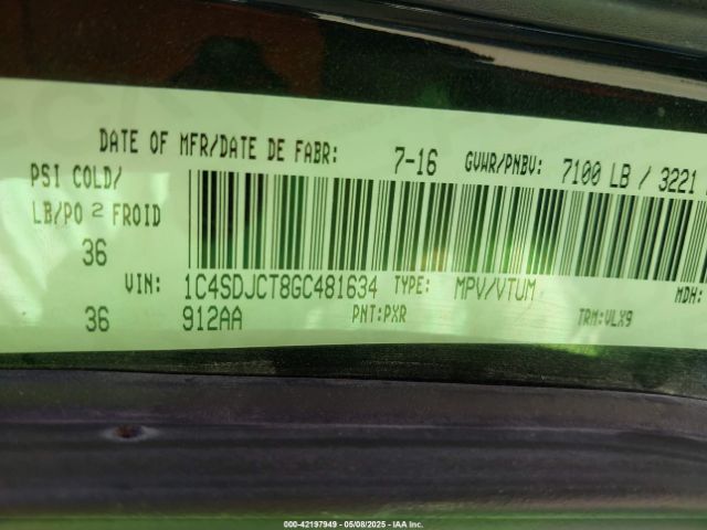 1C4SDJCT8GC481634 Dodge Durango R/t