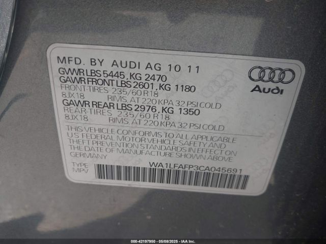 2012 AUDI Q5 WA1LFAFP3CA045691 Photo 8
