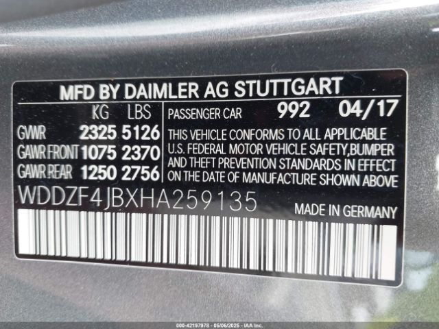 WDDZF4JBXHA259135 Mercedes-Benz E 300