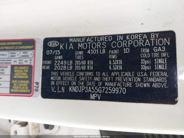 KNDJP3A55G7259970 KIA SOUL +