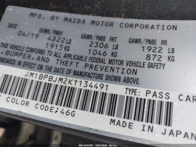 JM1BPBJM2K1134491 Mazda MAZDA3 HATCHBACK