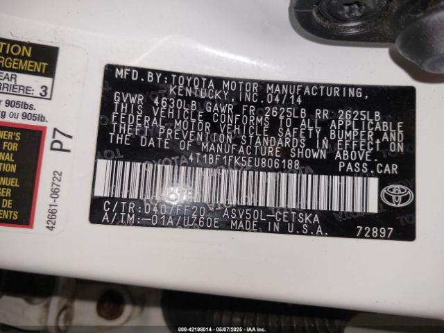 4T1BF1FK5EU806188 Toyota CAMRY SE
