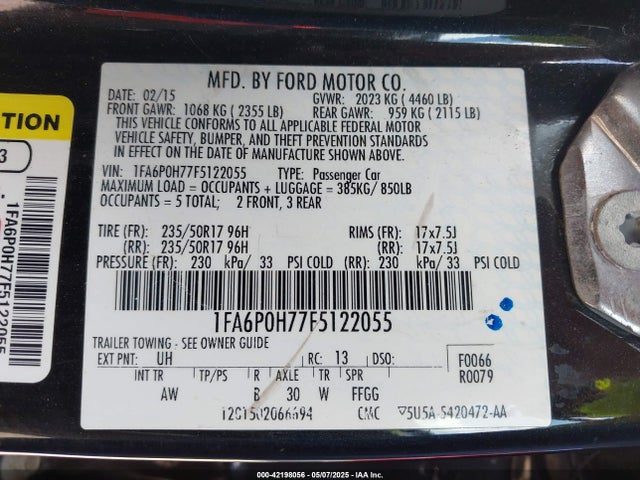 Ford Fusion 2015 1FA6P0H77F5122055 Image 9