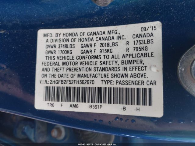 2HGFB2F52FH562670 Honda Civic Lx