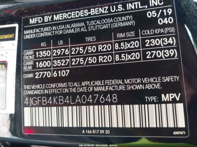 4JGFB4KB4LA047648 Mercedes-Benz Gle 350 4matic