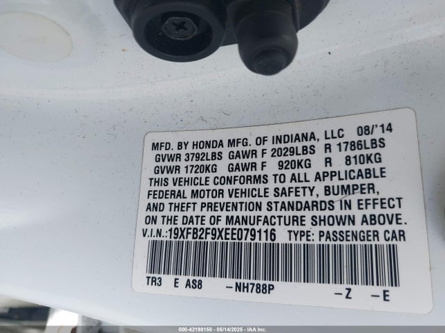 19XFB2F9XEE079116 Honda Civic Ex-l