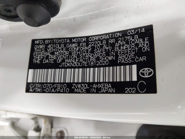 Toyota Prius Two 2014 JTDKN3DU7E1812020 Image 9