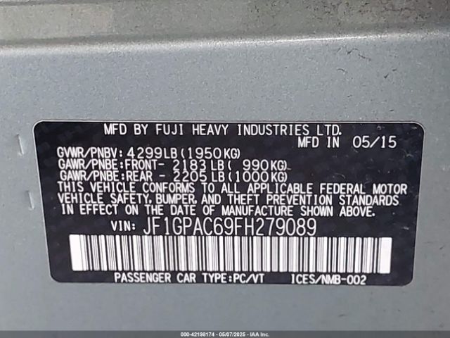 JF1GPAC69FH279089 Subaru Impreza 2.0i Premium