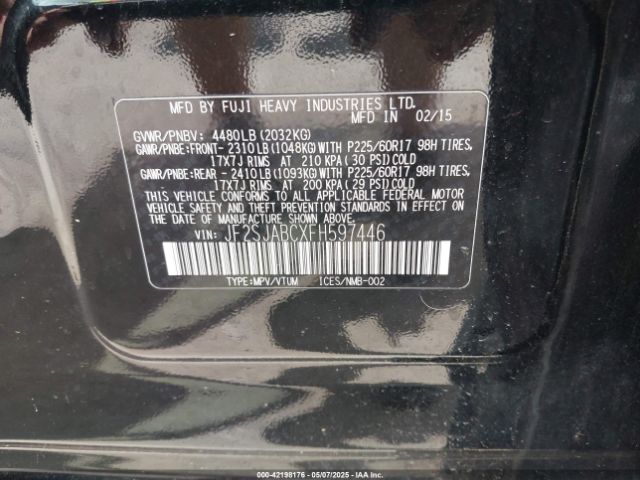 JF2SJABCXFH597446 Subaru Forester 2.5i
