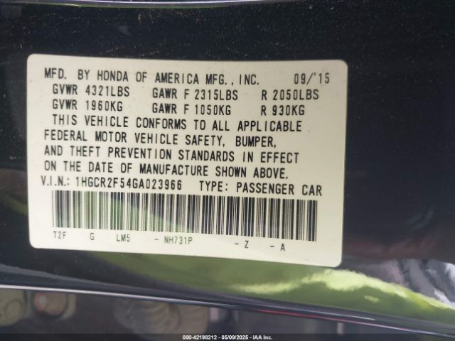 1HGCR2F54GA023966 Honda Accord Sport