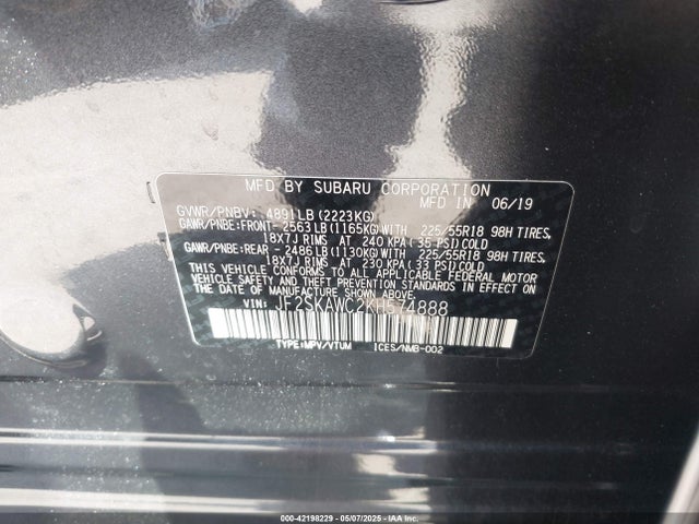 Subaru Forester Touring 2019 JF2SKAWC2KH574888 Image 9