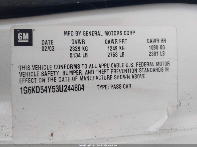 2003 CADILLAC DEVILLE 1G6KD54Y53U244804 Photo 8