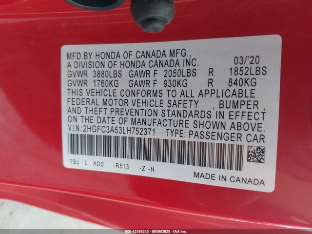 2020 HONDA CIVIC SI 2HGFC3A53LH752371 Photo 8