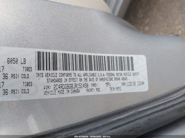 2C4RDGBG8JR151450 Dodge Grand Caravan Se