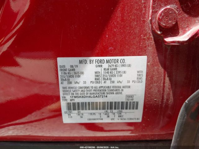 1FMSK8DH4LGA57214 Ford EXPLORER XLT