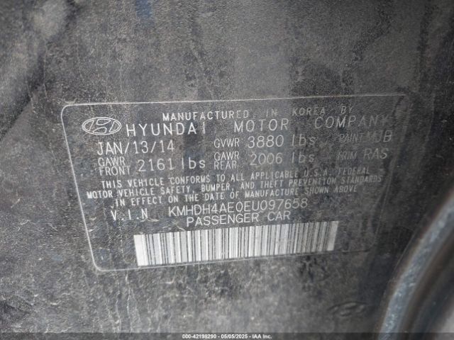 KMHDH4AE0EU097658 Hyundai ELANTRA SE