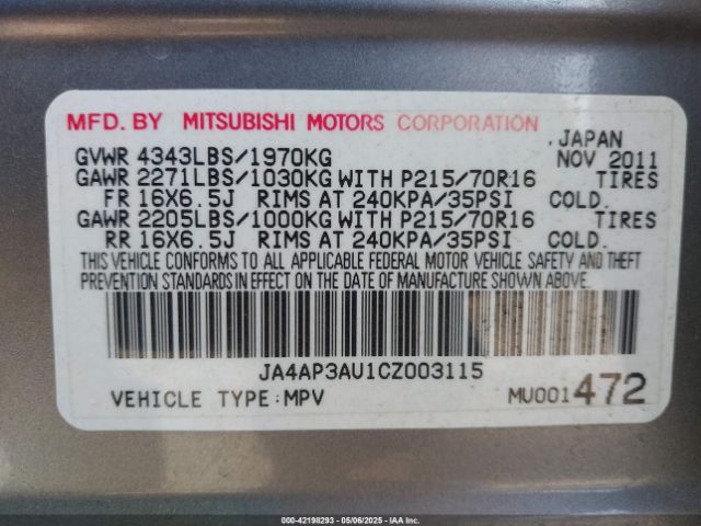 2012 MITSUBISHI OUTLANDER SPORT JA4AP3AU1CZ003115 Photo 8