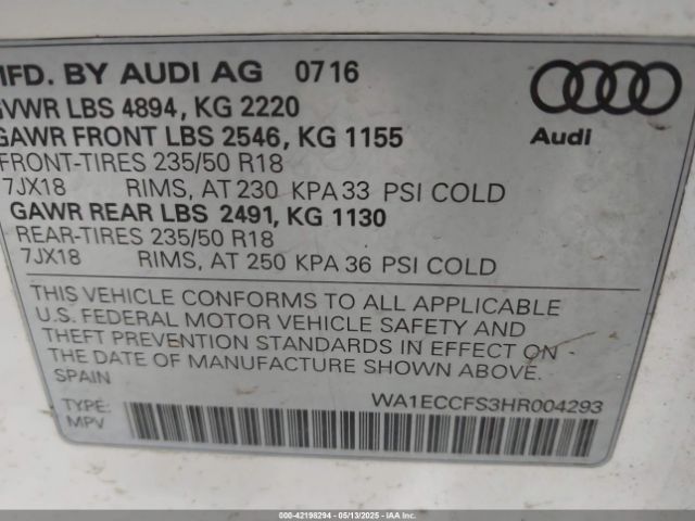 WA1ECCFS3HR004293 Audi Q3 2.0t Premium