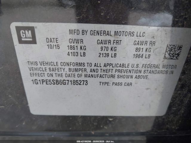 1G1PE5SB6G7185273 Chevrolet Cruze Limited 1lt Auto