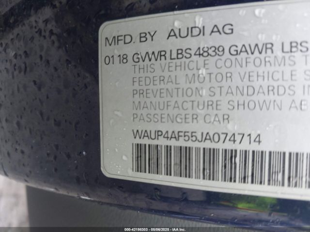 WAUP4AF55JA074714 Audi S5 3.0t Premium Plus