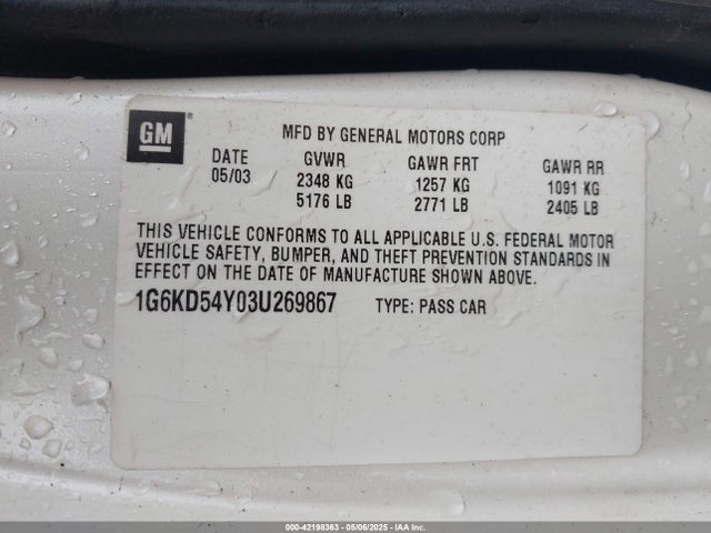 2003 CADILLAC DEVILLE 1G6KD54Y03U269867 Photo 8