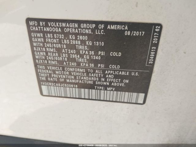 1V2CR2CA5JC520616 Volkswagen Atlas