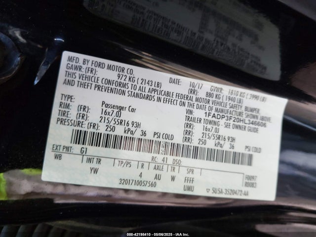 1FADP3F20HL346606 Ford FOCUS SE