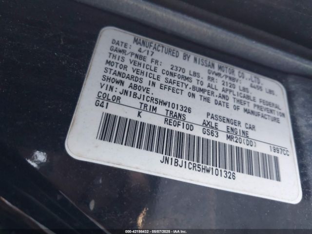 JN1BJ1CR5HW101326 Nissan Rogue Sport Sl