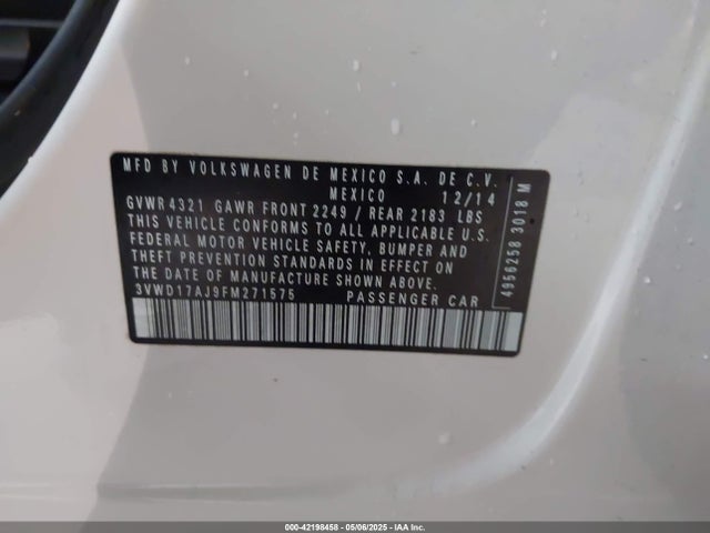 3VWD17AJ9FM271575 Volkswagen Jetta 1.8t Se