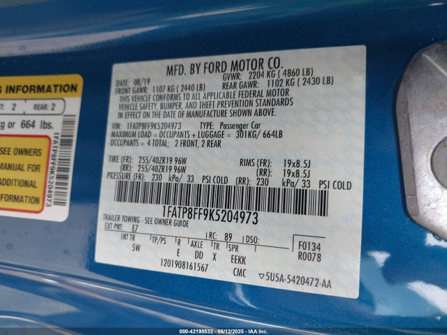 Ford tivct 2019 1FATP8FF9K5204973 Image 9