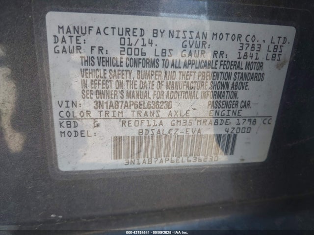 Nissan 2014 2014 3N1AB7AP6EL636230 Image 9