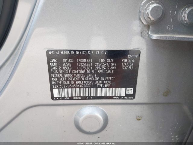 3CZRU5H59KM703311 Honda HR-V EX
