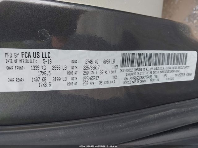 2C4RDGCG9KR717499 Dodge Grand Caravan Sxt