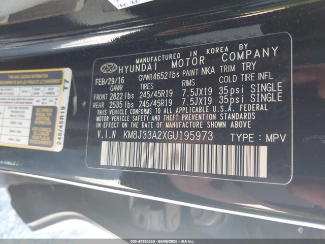 KM8J33A2XGU195973 Hyundai Tucson Limited