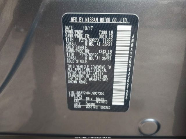 2018 NISSAN ARMADA JN8AY2ND4J9057355 Photo 8