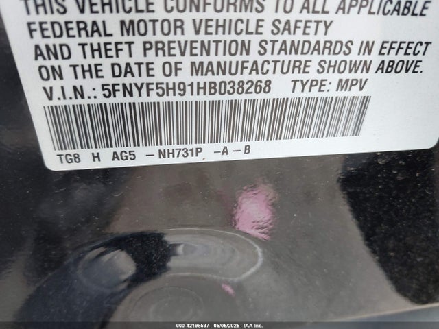 5FNYF5H91HB038268 Honda j35y6